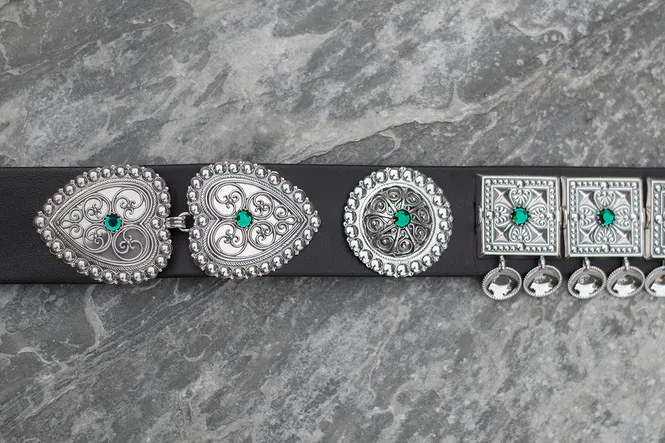 Hovedbilde Støl til bunadsbelte oksidert, sten i valgfri farge - Bunadsølv 