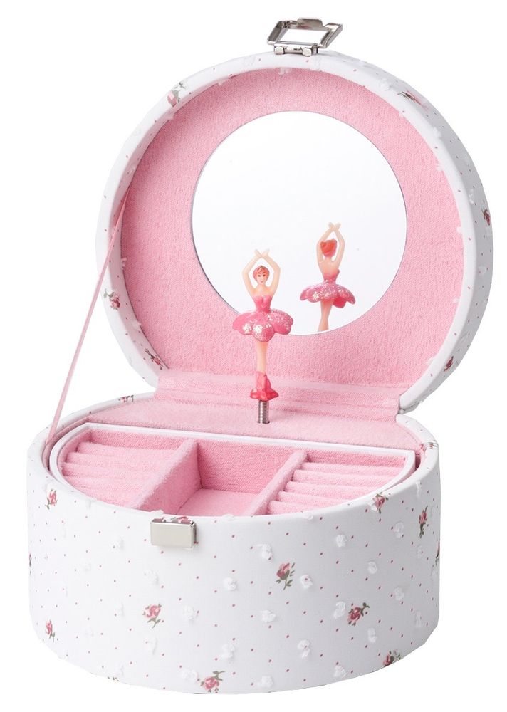 Rundt hvitt ballerina smykkeskrin til barn