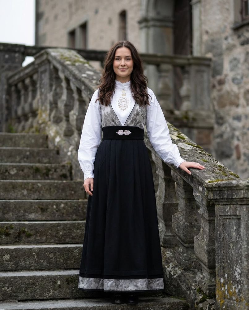 Nye Tora festdrakt til dame i silver